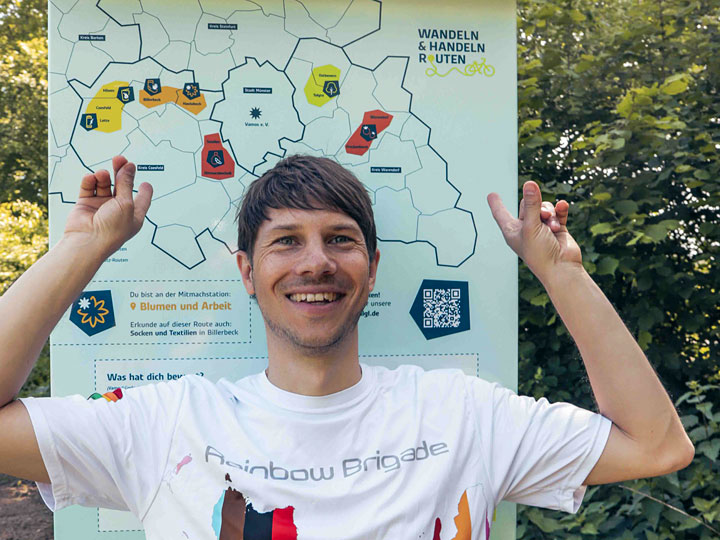 Projektleiter und Tourguide Tore Süßenguth, Vamos e.V., freut sich über den Start der Münsterländer Wandel & Handeln Radrouten